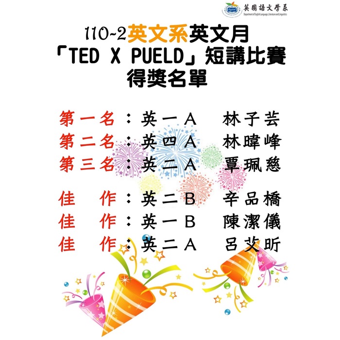 短講比賽得獎名單
