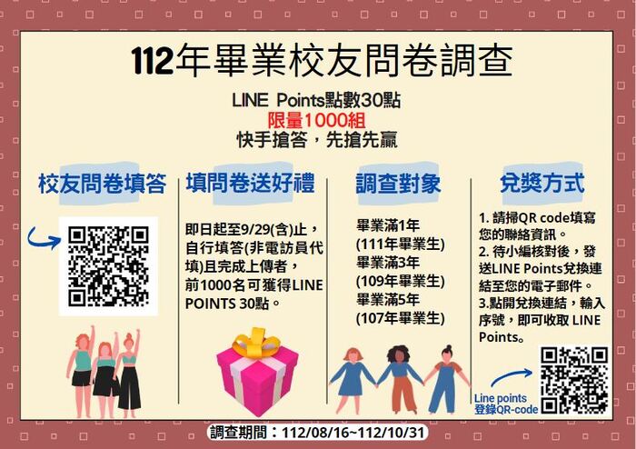 畢業英文人請支援112年畢業生流向調查填寫圖片