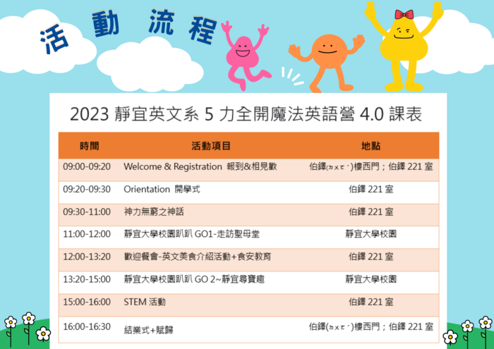 【活動預告】 2023靜宜英文系5力全開魔法英語營4.0式圖片