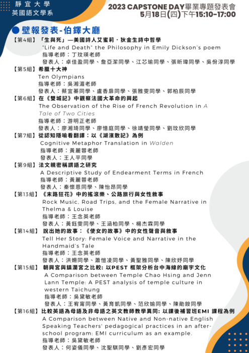 【敬邀參加】2023英文系畢業專題發表圖片